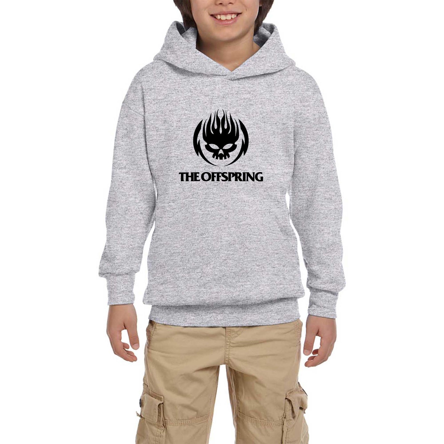 The Offspring Logo Skull Text Beyaz Çocuk Kapşonlu Sweatshirt