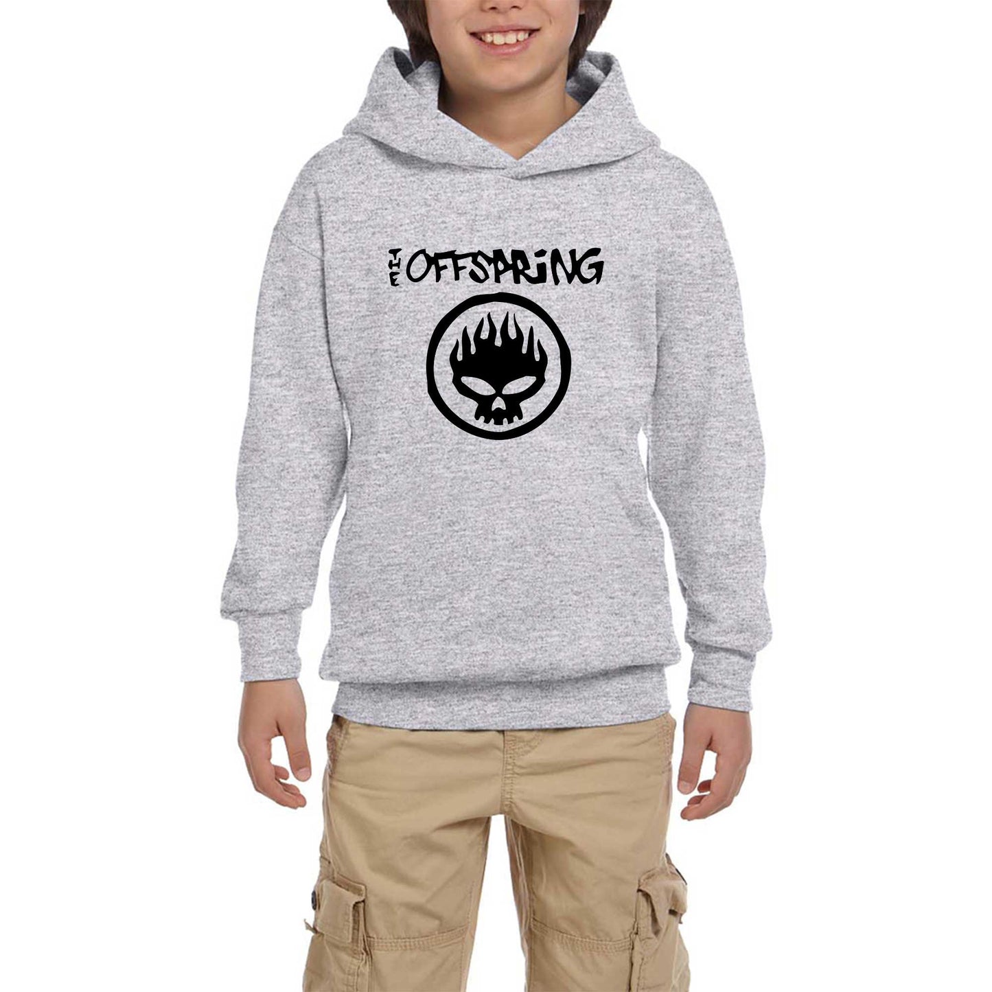 The Offspring Logo Text Skull Beyaz Çocuk Kapşonlu Sweatshirt