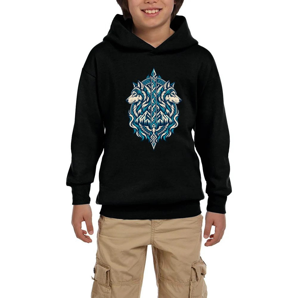 Gözcü Bozkurtlar Siyah Çocuk Kapşonlu Sweatshirt