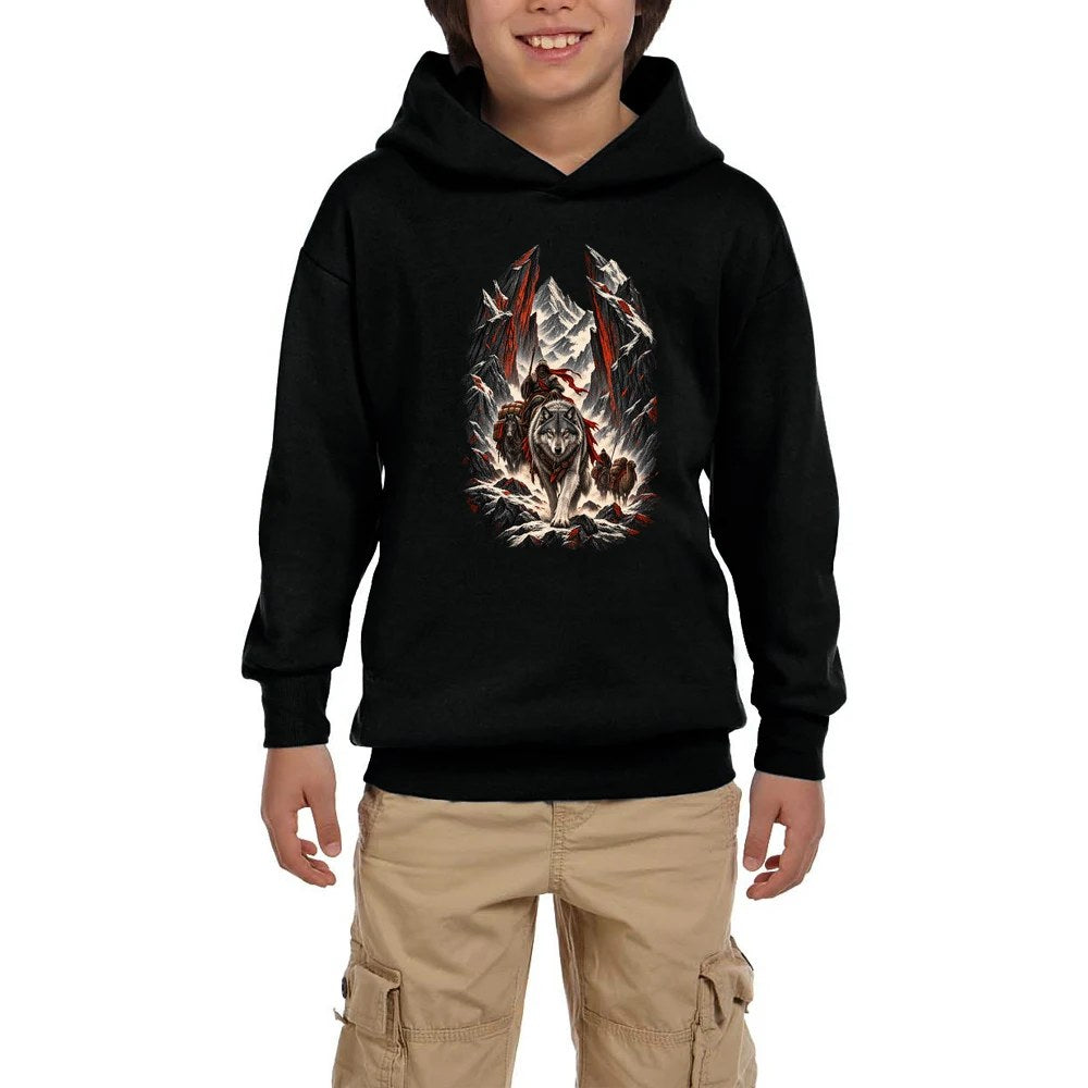 Demir Dağ Rehberi Siyah Çocuk Kapşonlu Sweatshirt
