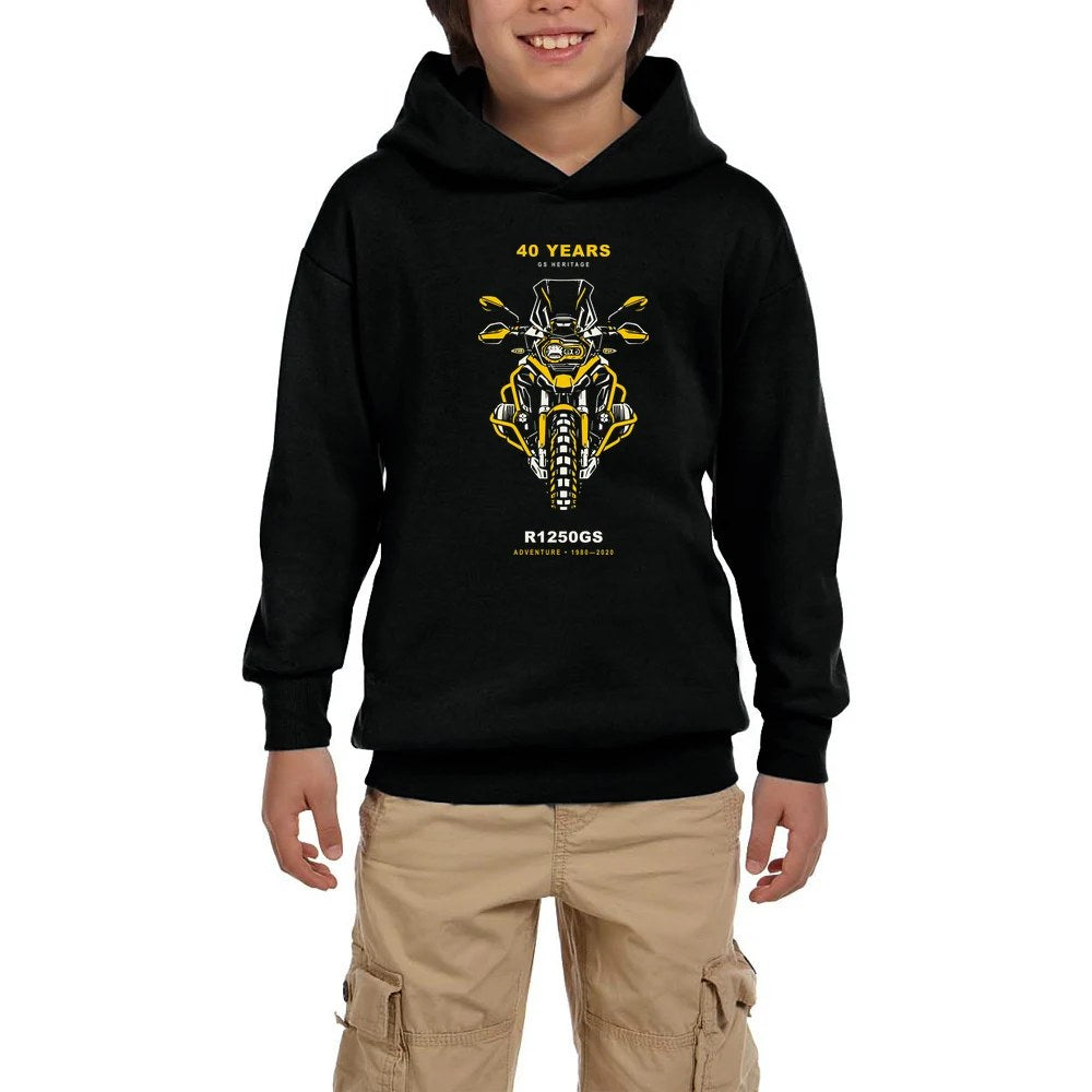 Bmw GS Ön Cephe Siyah Çocuk Kapşonlu Sweatshirt