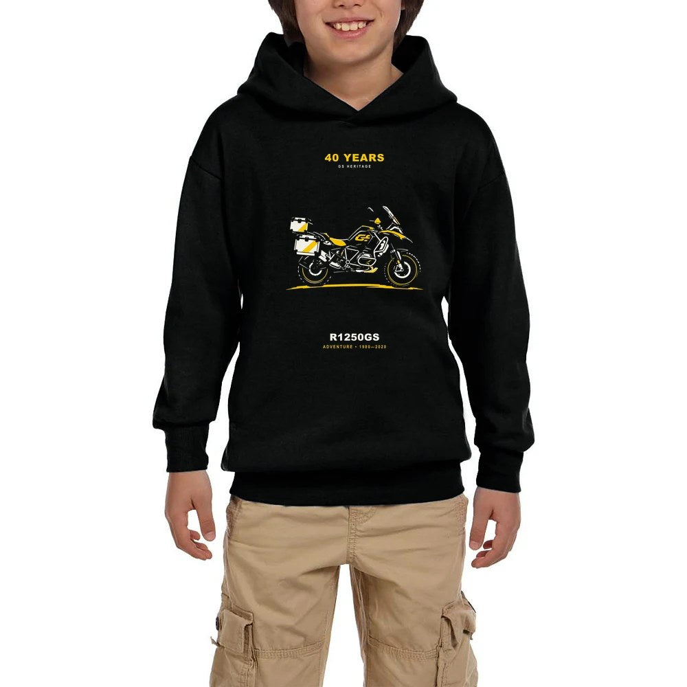 Bmw Minimal Çantalı GS Siyah Çocuk Kapşonlu Sweatshirt