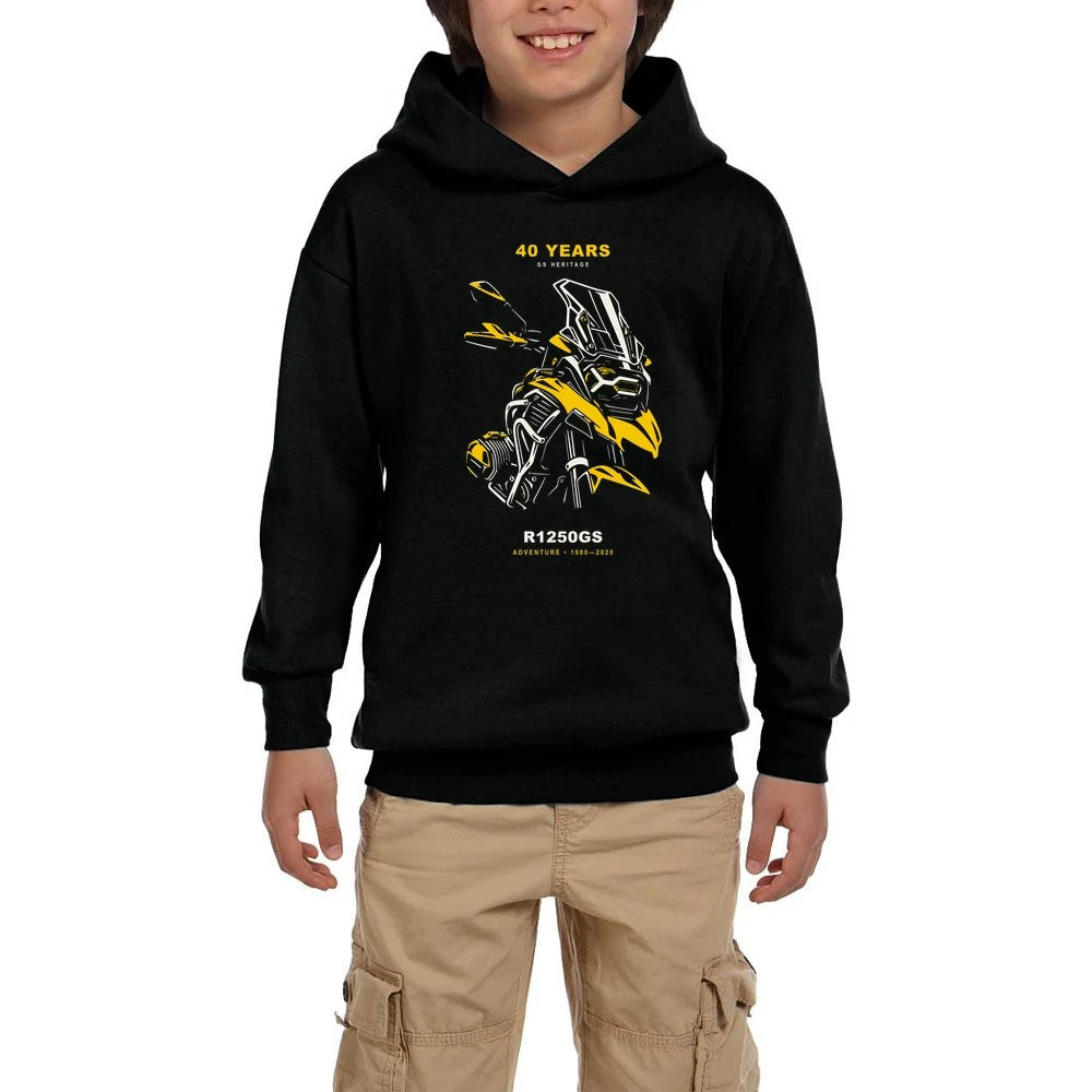 Bmw GS Mekanik Portre Siyah Çocuk Kapşonlu Sweatshirt