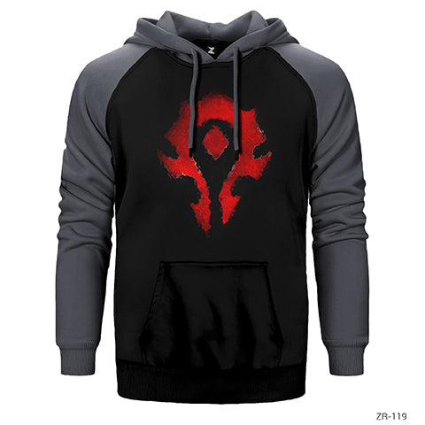 World Warcraft Logo Çift Renk Reglan Kol Sweatshirt / Hoodie