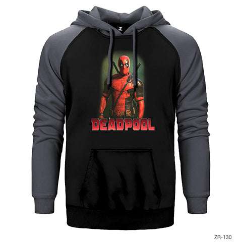 Deadpool Duruş Çift Renk Reglan Kol Sweatshirt / Hoodie