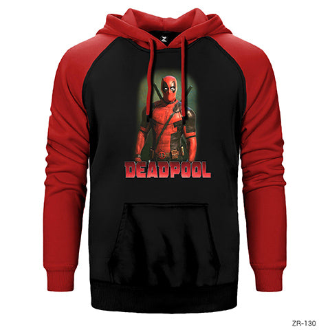Deadpool Duruş Çift Renk Reglan Kol Sweatshirt / Hoodie
