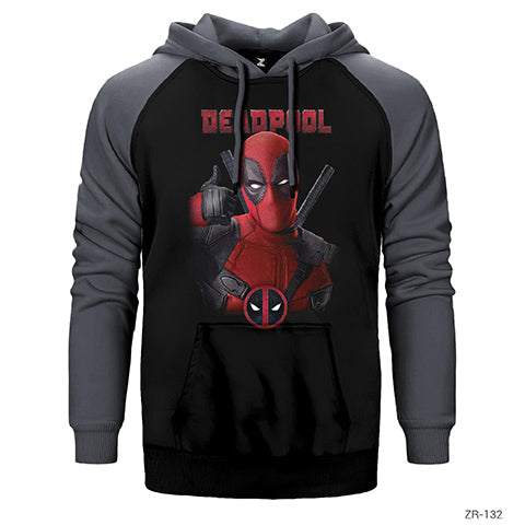 Deadpool Çift Renk Reglan Kol Sweatshirt / Hoodie