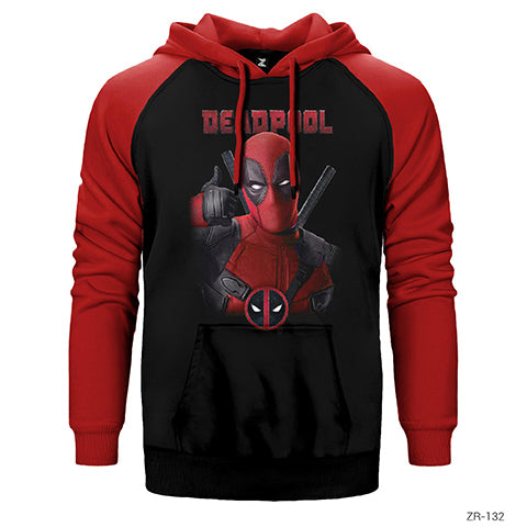 Deadpool Çift Renk Reglan Kol Sweatshirt / Hoodie