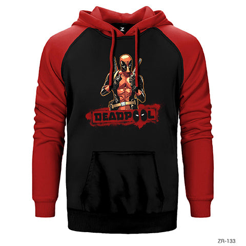 Deadpool Dual Sword Çift Renk Reglan Kol Sweatshirt / Hoodie