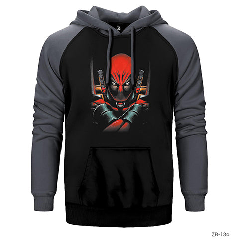 Deadpool Angry Çift Renk Reglan Kol Sweatshirt / Hoodie