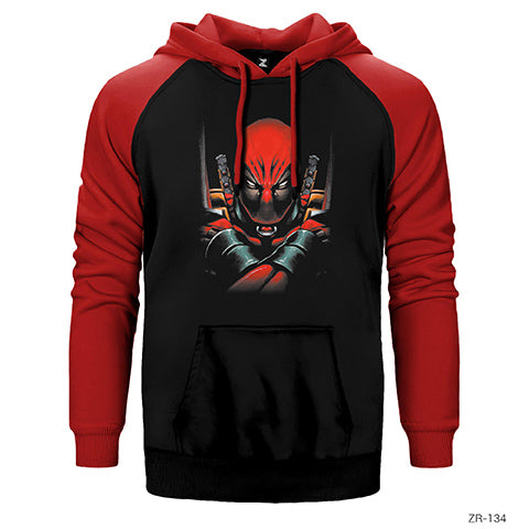 Deadpool Angry Çift Renk Reglan Kol Sweatshirt / Hoodie