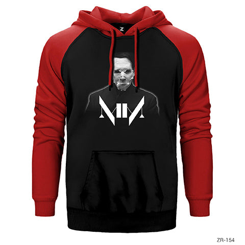 Marilyn Manson Icon Çift Renk Reglan Kol Sweatshirt / Hoodie