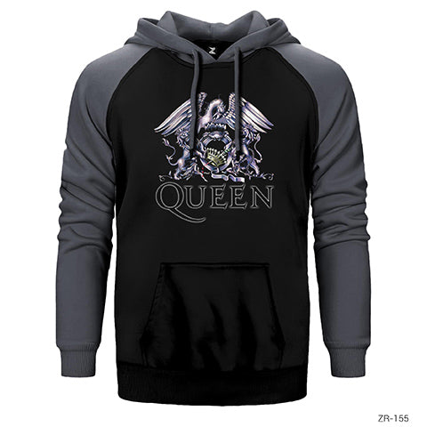 Queen Crow Çift Renk Reglan Kol Sweatshirt / Hoodie
