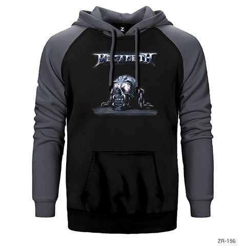 Megadeth Skull Chain Çift Renk Reglan Kol Sweatshirt / Hoodie