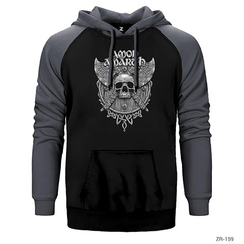 Amon Amarth Skull Axes Çift Renk Reglan Kol Sweatshirt / Hoodie