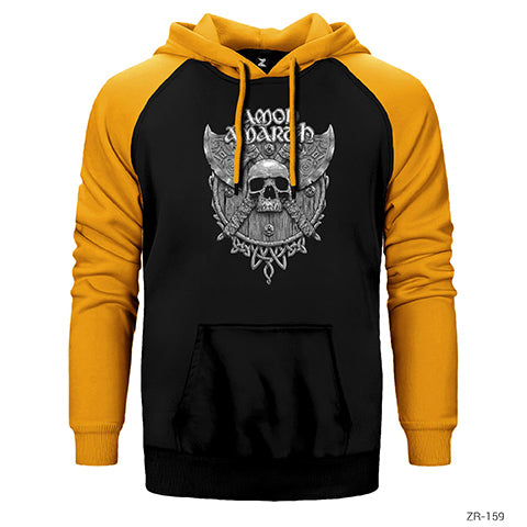 Amon Amarth Skull Axes Çift Renk Reglan Kol Sweatshirt / Hoodie