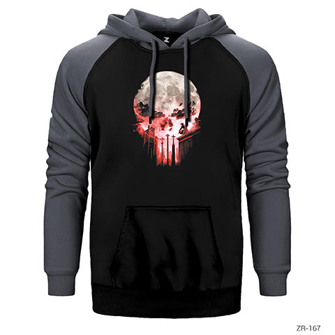 Punisher Moon Çift Renk Reglan Kol Sweatshirt / Hoodie