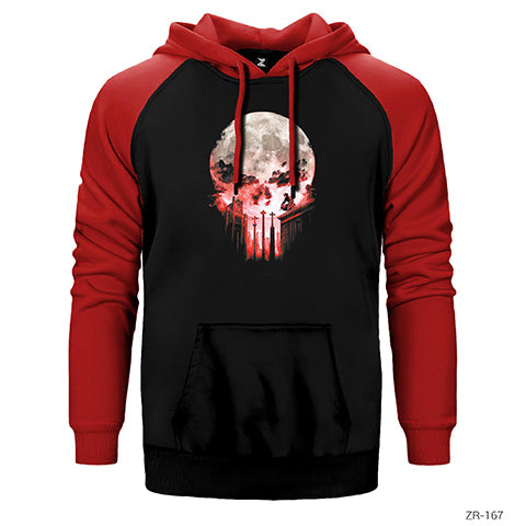Punisher Moon Çift Renk Reglan Kol Sweatshirt / Hoodie