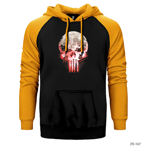 Punisher Moon Çift Renk Reglan Kol Sweatshirt / Hoodie