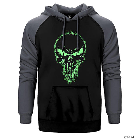 Punisher Green Çift Renk Reglan Kol Sweatshirt / Hoodie