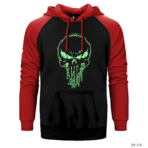 Punisher Green Çift Renk Reglan Kol Sweatshirt / Hoodie