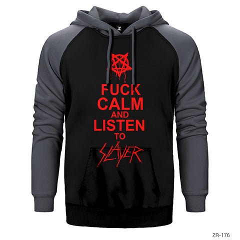 Keep Calm Slayer Çift Renk Reglan Kol Sweatshirt / Hoodie