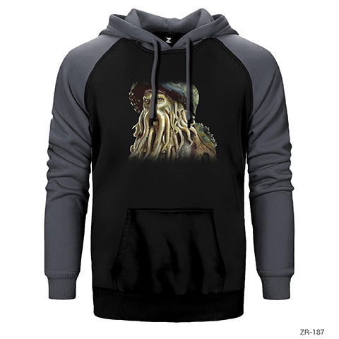 Pirates of Caribbean Davy Jones Çift Renk Reglan Kol Sweatshirt / Hoodie