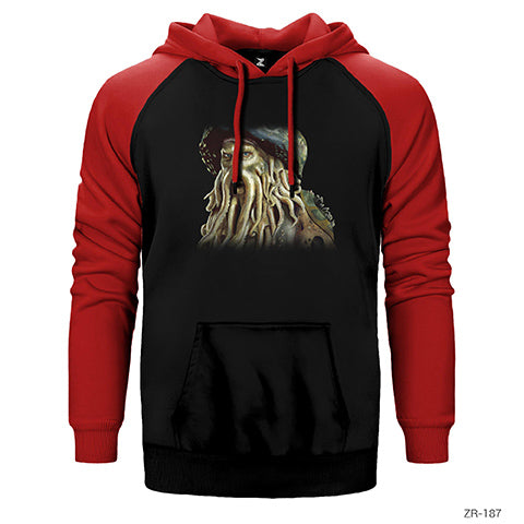 Pirates of Caribbean Davy Jones Çift Renk Reglan Kol Sweatshirt / Hoodie