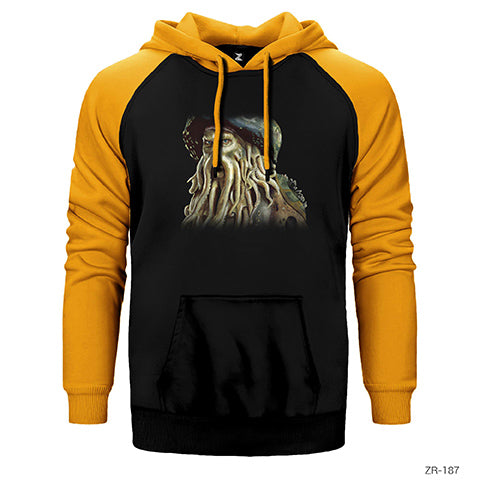 Pirates of Caribbean Davy Jones Çift Renk Reglan Kol Sweatshirt / Hoodie