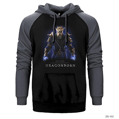 Skyrim Dragonborn Çift Renk Reglan Kol Sweatshirt / Hoodie