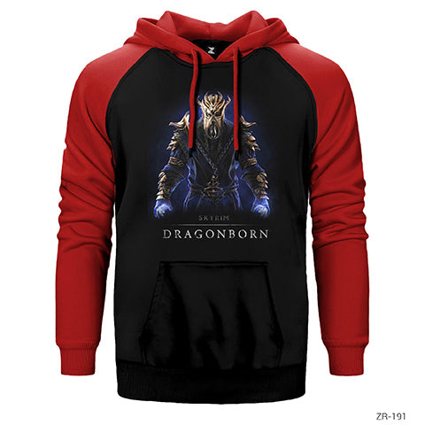 Skyrim Dragonborn Çift Renk Reglan Kol Sweatshirt / Hoodie