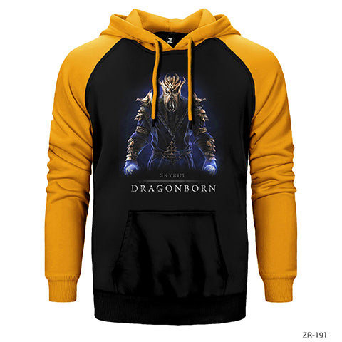 Skyrim Dragonborn Çift Renk Reglan Kol Sweatshirt / Hoodie