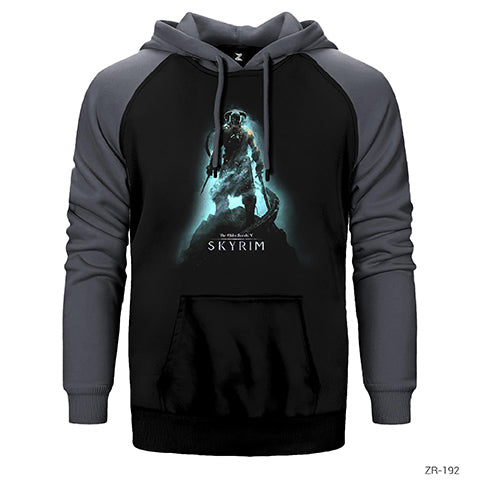 Skyrim Downguard Çift Renk Reglan Kol Sweatshirt / Hoodie