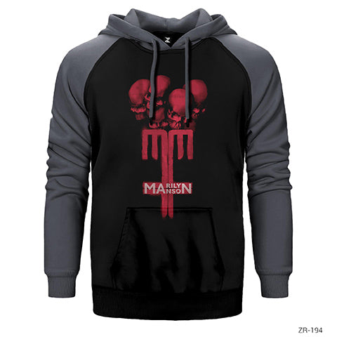 Marilyn Manson Çift Renk Reglan Kol Sweatshirt / Hoodie