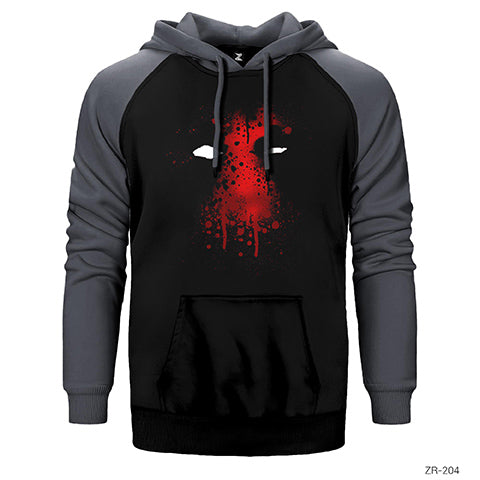 Deadpool Face Çift Renk Reglan Kol Sweatshirt / Hoodie