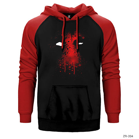 Deadpool Face Çift Renk Reglan Kol Sweatshirt / Hoodie