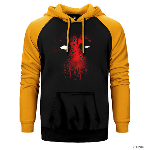 Deadpool Face Çift Renk Reglan Kol Sweatshirt / Hoodie