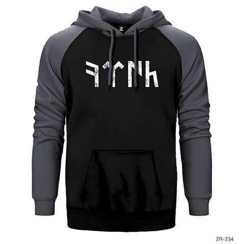 Göktürkçe Türk Çift Renk Reglan Kol Sweatshirt / Hoodie
