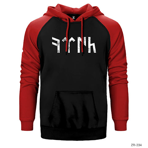 Göktürkçe Türk Çift Renk Reglan Kol Sweatshirt / Hoodie