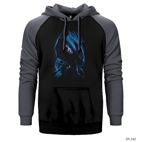 Grim Reaper Kuru Kafa Çift Renk Reglan Kol Sweatshirt / Hoodie
