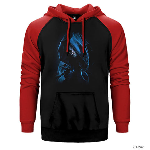 Grim Reaper Kuru Kafa Çift Renk Reglan Kol Sweatshirt / Hoodie