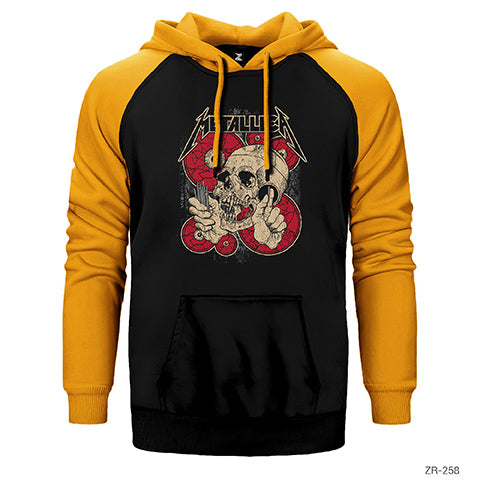 Metallica Skull Battery Çift Renk Reglan Kol Sweatshirt / Hoodie