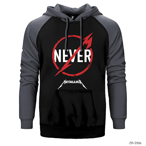 Metallica Never Çift Renk Reglan Kol Sweatshirt / Hoodie