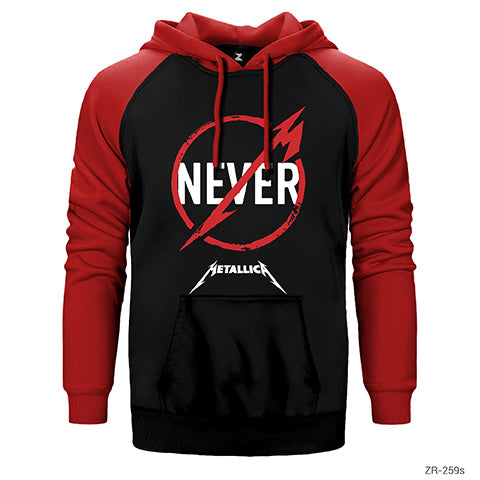 Metallica Never Çift Renk Reglan Kol Sweatshirt / Hoodie