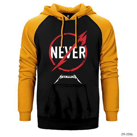 Metallica Never Çift Renk Reglan Kol Sweatshirt / Hoodie