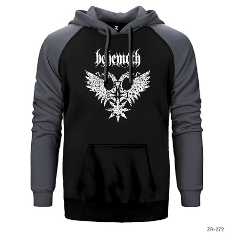 Behemoth Logo Çift Renk Reglan Kol Sweatshirt / Hoodie