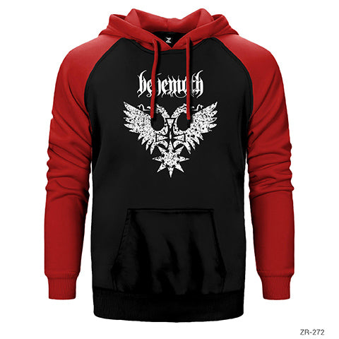 Behemoth Logo Çift Renk Reglan Kol Sweatshirt / Hoodie