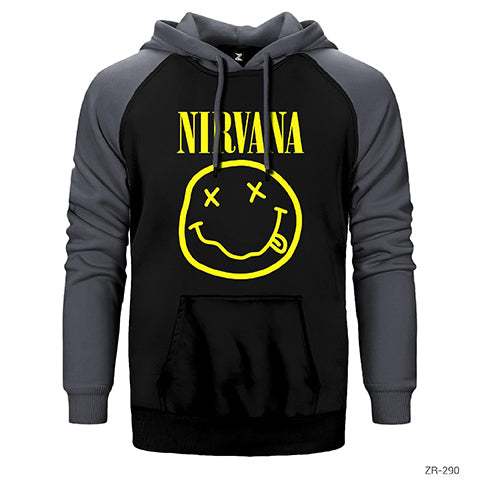 Nirvana Logo Çift Renk Reglan Kol Sweatshirt / Hoodie