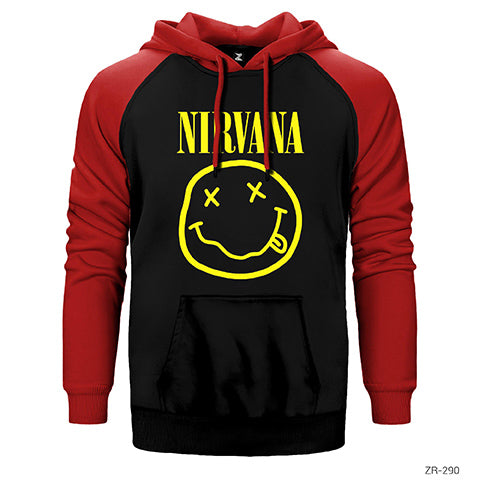 Nirvana Logo Çift Renk Reglan Kol Sweatshirt / Hoodie