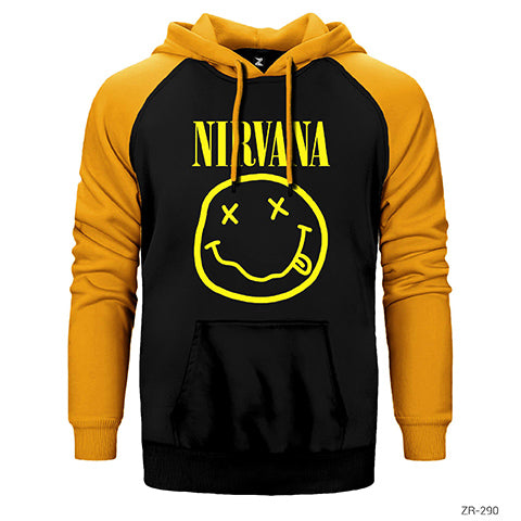 Nirvana Logo Çift Renk Reglan Kol Sweatshirt / Hoodie